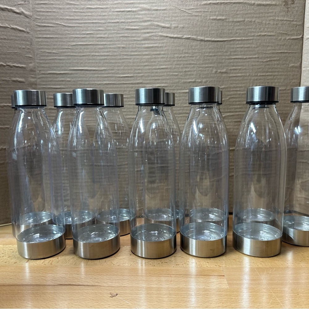 Stainless Steel and Clear Plastic Water Bottles Set